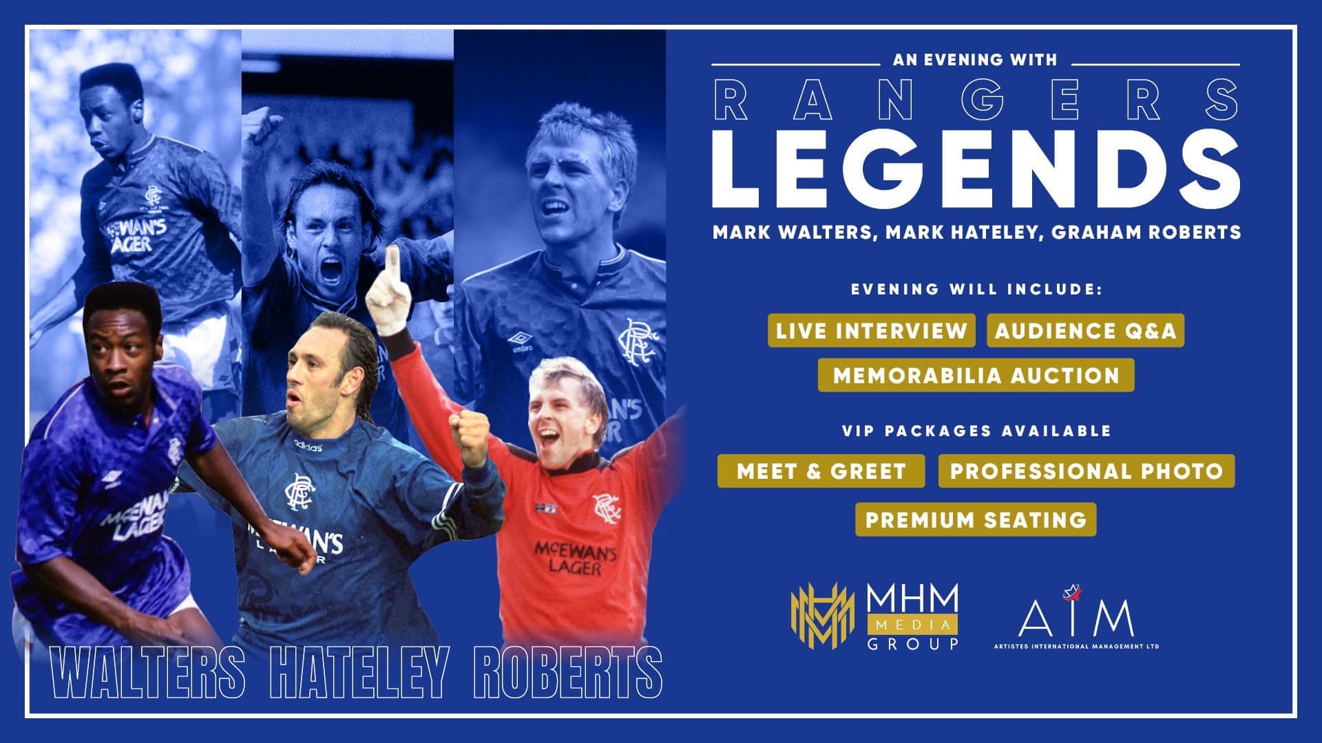 An Evening with Rangers Legends: Mark Walters, Mark Hateley, Graham Roberts